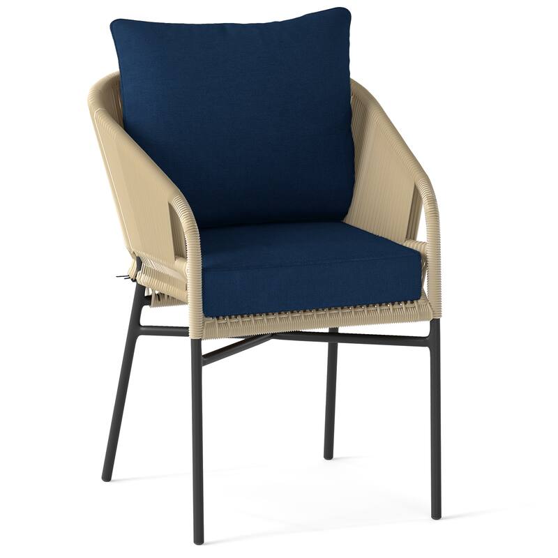 Deep Seat Chair Cushions with Backrest and Tie Belts for Patio or Home - 25" x 25" x 6"