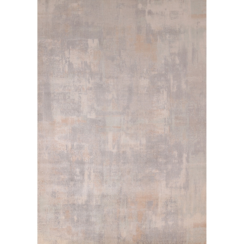 All-Over Abstract Modern Area Rug Handmade Grey Wool Carpet - 5'4" x 7'6"