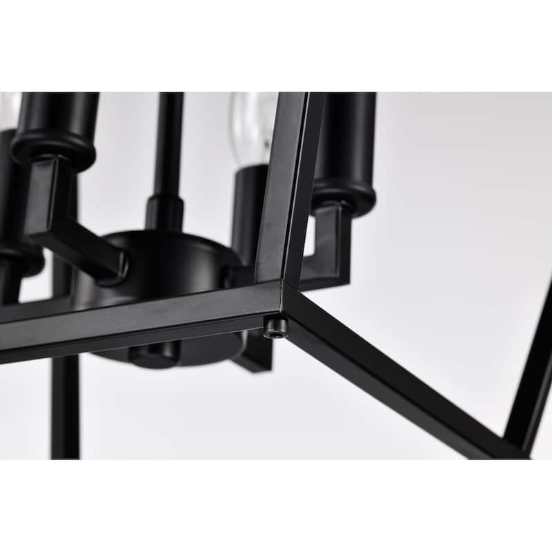 Matte Black 4-Light 12 in. Cage Lantern Farmhouse Semi-flush Mount