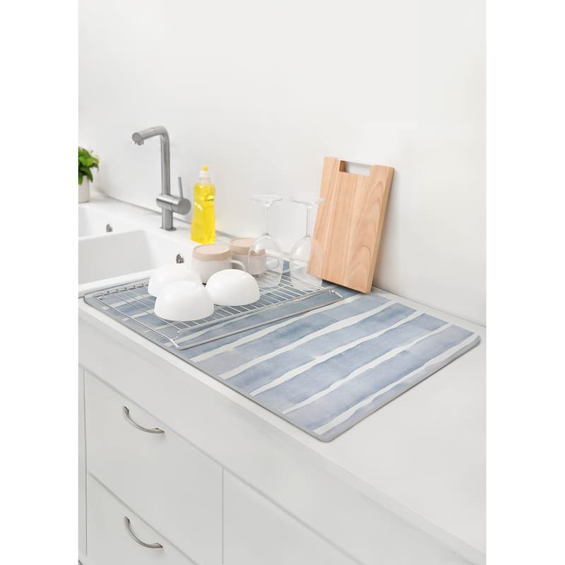 FloorPops Camila Blue Stone Quick Drying Mat