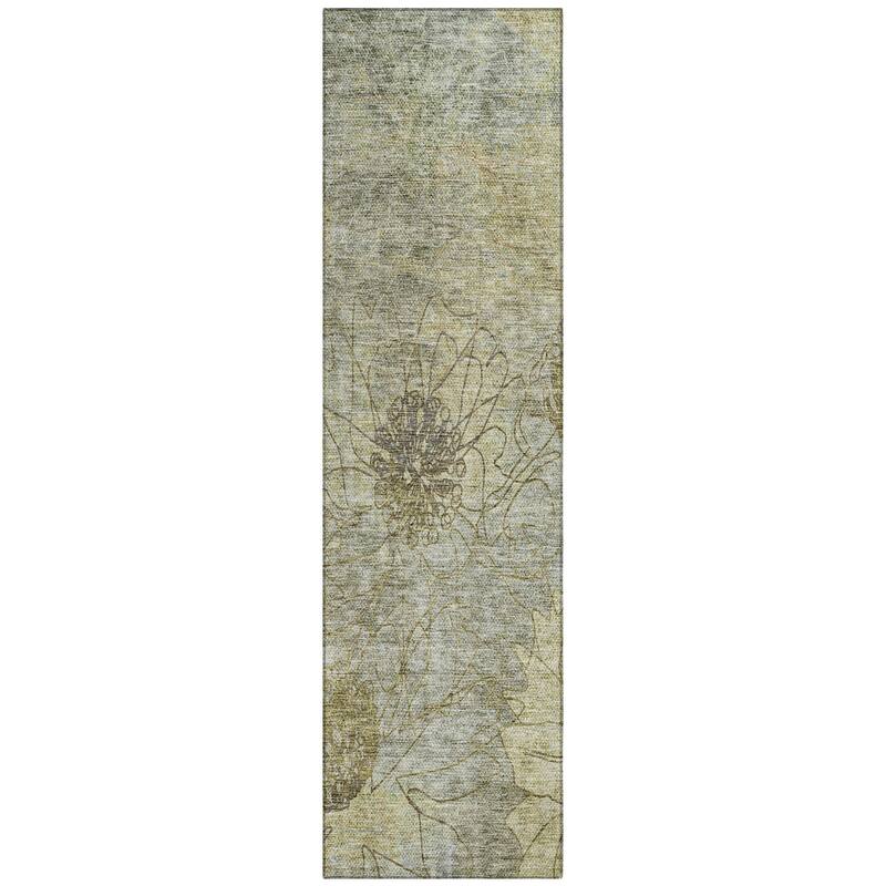 Machine Washable Indoor/ Outdoor Contemporary Floral Chantille Rug