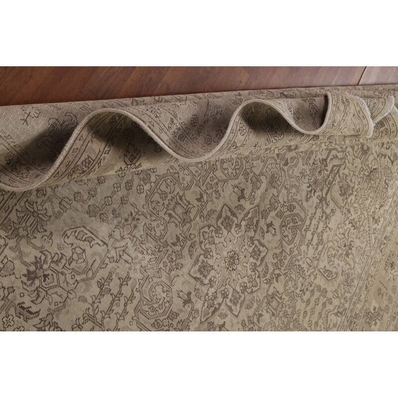 Distressed Geometric Tabriz Persian Vintage Rug Handmade Wool Carpet - 6'9" x 9'7"