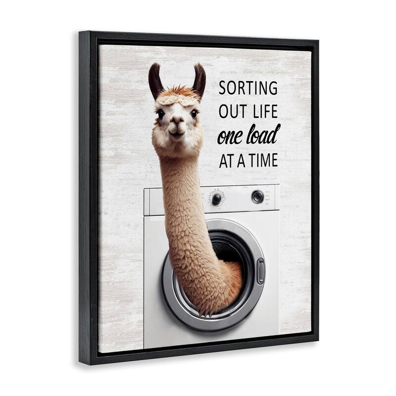 Stupell One Load At A Time Llama Framed Floater Canvas Wall Art Design By Lettered and Lined