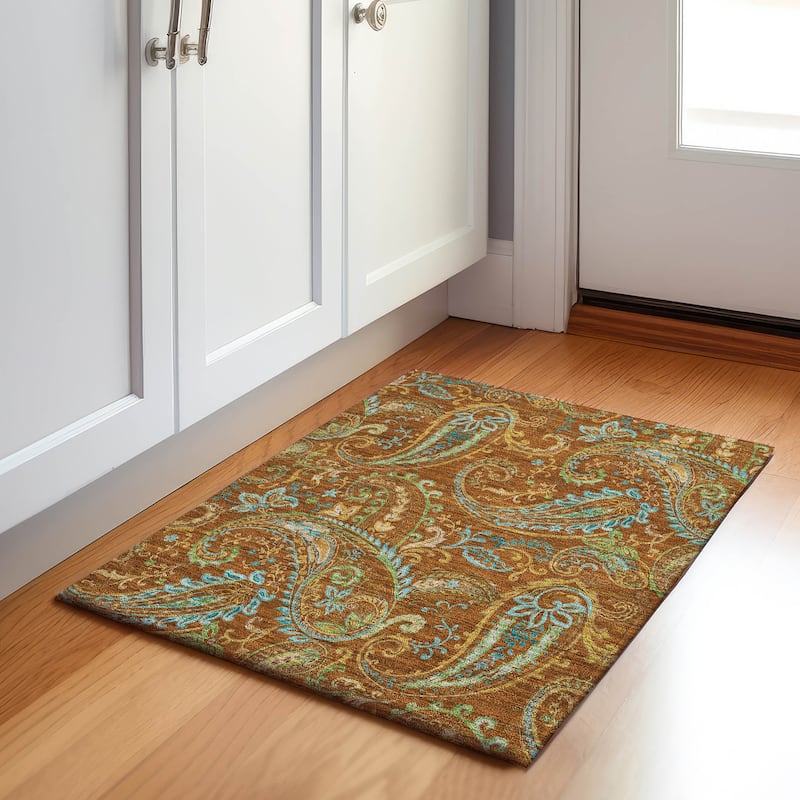 Premium Washable Super Soft Traditional Paisley Mayfield Rug - Paprika - 1' 8" x 2' 6" - Rectangle