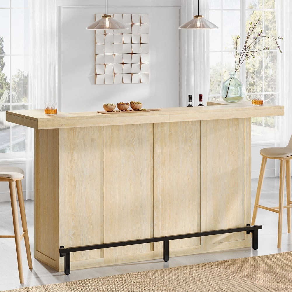 4-Tier Bar Table, 70.9-Inch Large Modern Home Bar Cabinet