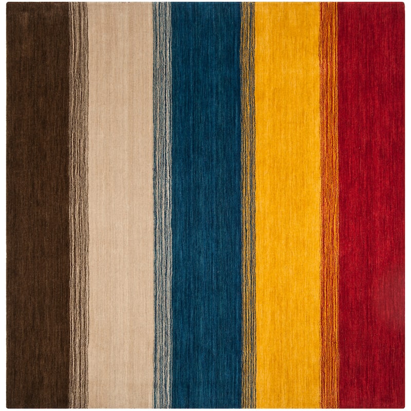 SAFAVIEH Handmade Himalaya Guro Modern Wool Rug - 6' Square - Orange/Multi