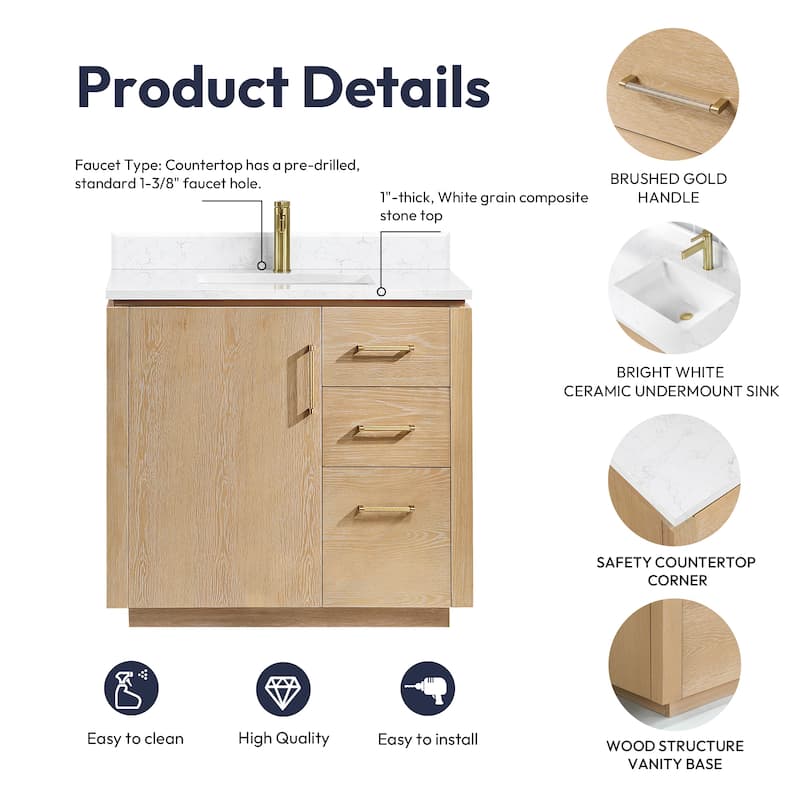 San Single Bath Vanity with Composite Stone Top and Mirror
