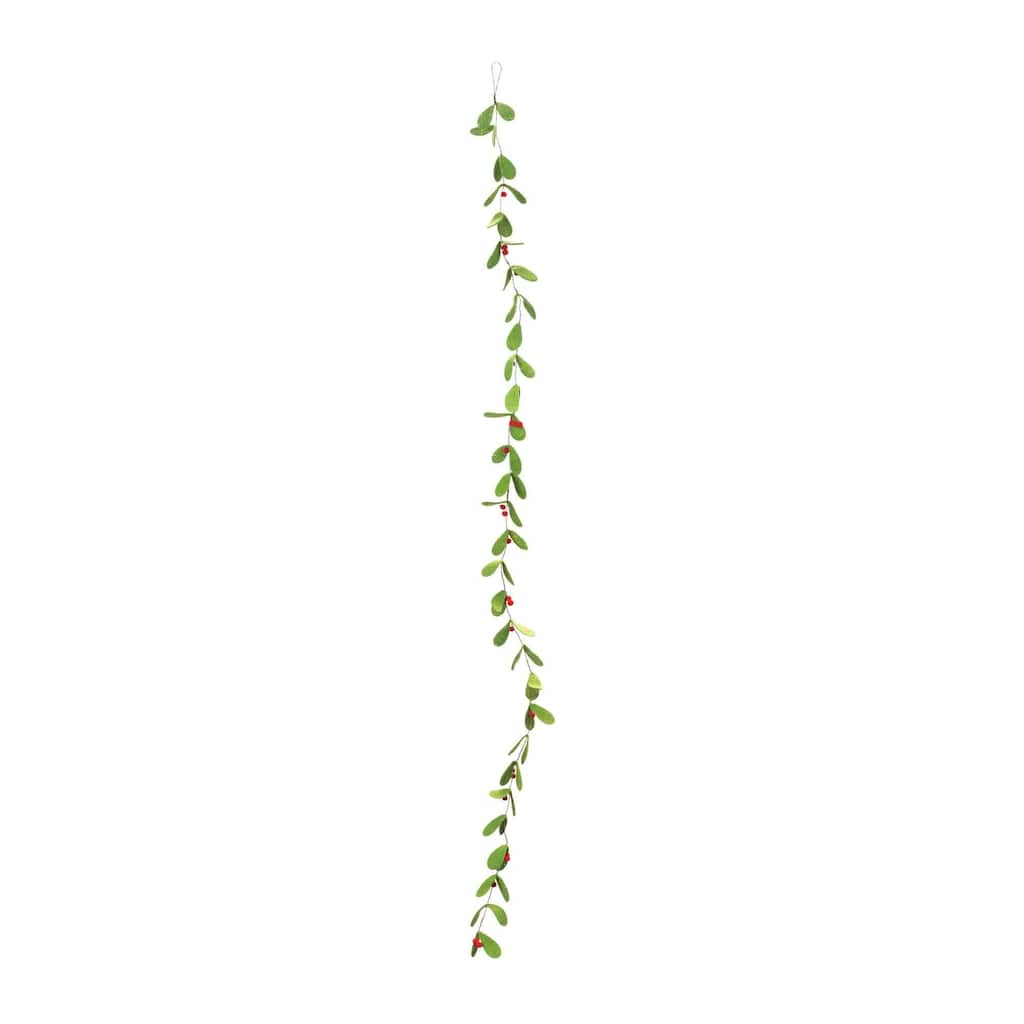 Set of 2 Green Red Mistletoe String Christmas Garlands 5.75' x 3.5"