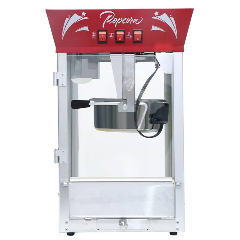 12oz Commercial Popcorn Maker w/Stainless Kettle, Glass & Warming Deck - Red