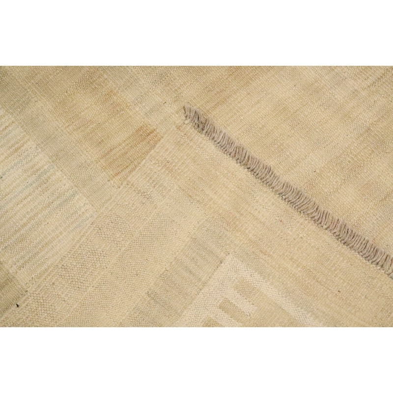 Hand Woven Oriental 100% Wool Carpet Southwestern Tribal Green Kilim Area Rug - 12' 9'' X 9' 10''