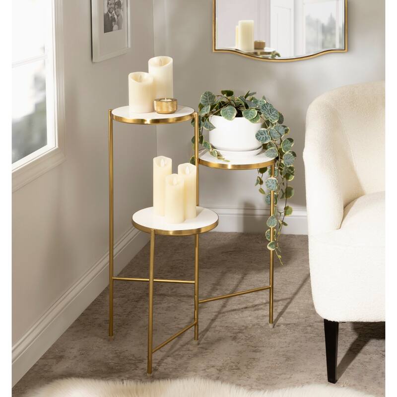 Kate and Laurel Fields Tri-Level Metal Plant Stand - 10x10x30
