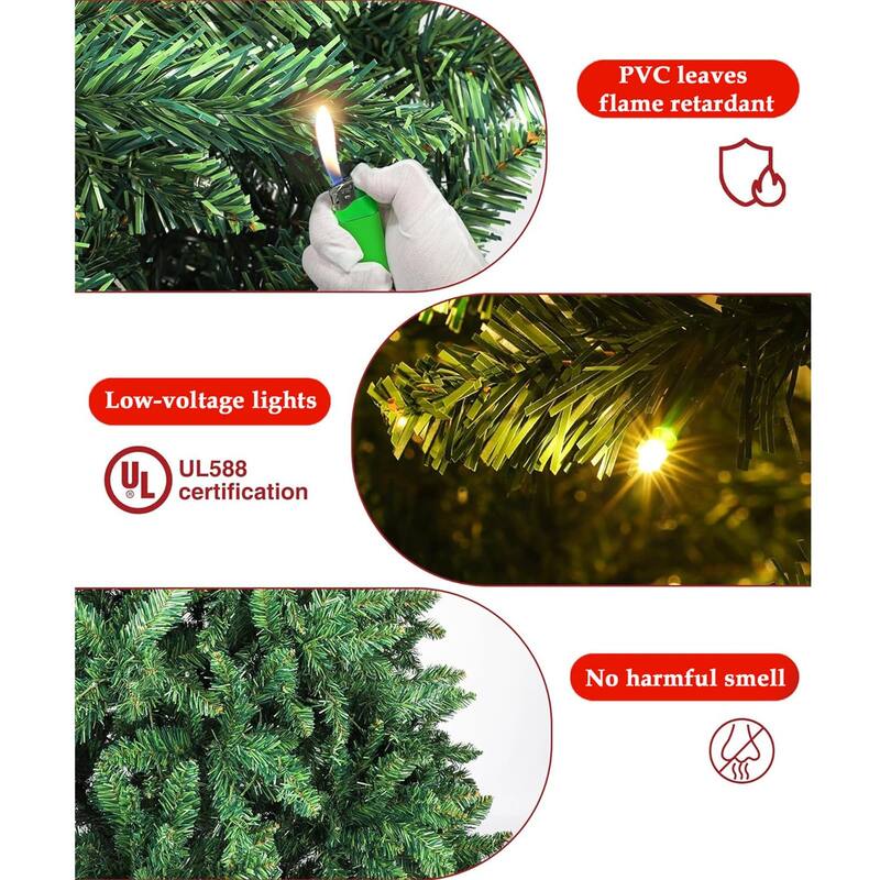 Pre-Lit Artificial 7.5ft Christmas Tree with 450 Clear Incandescent Mini Lights