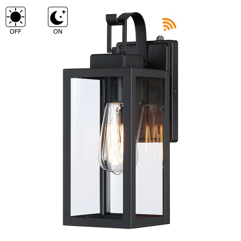 1-Light Matte Black Outdoor Wall Lantern Sconce with Dusk to Dawn - 5*6.7*13.78 with Dusk to Dawn