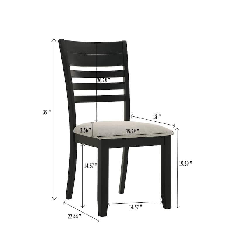 2pc Contemporary Dining Side Chair Upholstery Chair Ladder Back Wooden Dining Room Furniture Gray