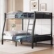 preview thumbnail 1 of 8, Full XL Over Queen Metal Bunk Bed with Ladder and Slats Support for Adults Teens Black