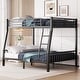 preview thumbnail 1 of 14, Modern Full XL Over Queen Size Metal Frame Bunk Bed with Ladder and Slats Support, Black