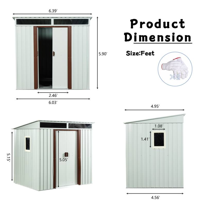 6 ft. x 5 ft. Outdoor Galvanized Metal Storage Shed with Window