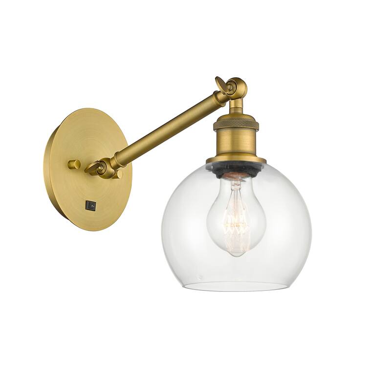 Innovations Lighting 317-1W-12-6 Athens Sconce Athens 12" Tall Wall - Brushed Brass / Clear