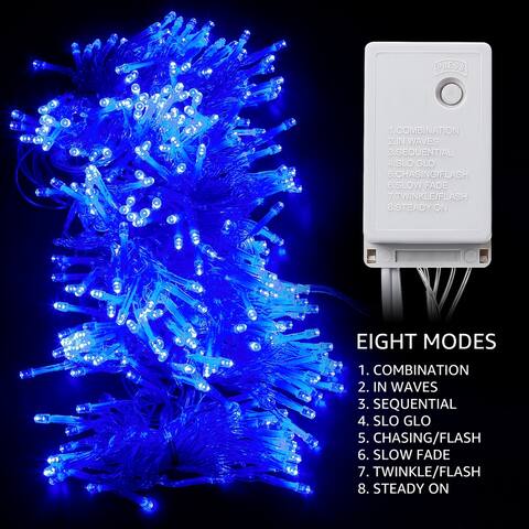 9.8FT × 9.8FT 320 LEDs Curtain String Light Kit, 8 Modes, Blue