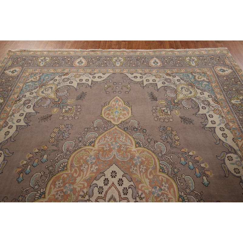 Over-Dyed Tabriz Persian Vintage Large Rug Hand-Knotted Wool Carpet - 9'8" x 13'2"