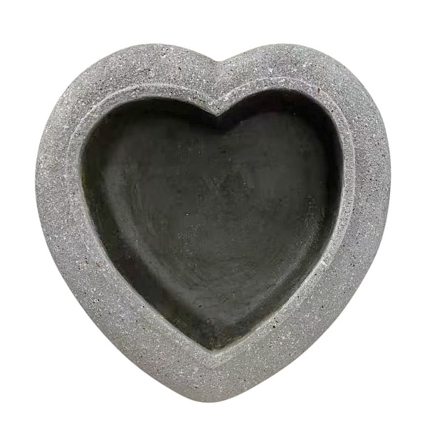 slide 1 of 1, Resin, 13" Heart Bird Feeder, Gray 3"H - 13.0" x 13.0" x 3.0" Grey - 13.0" x 13.0" x 3.0"