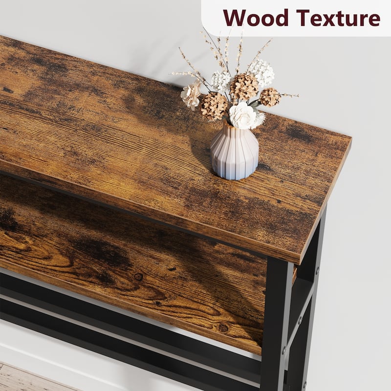 Narrow Console Table 2-Tier Sofa Table with Adjustable Shelf