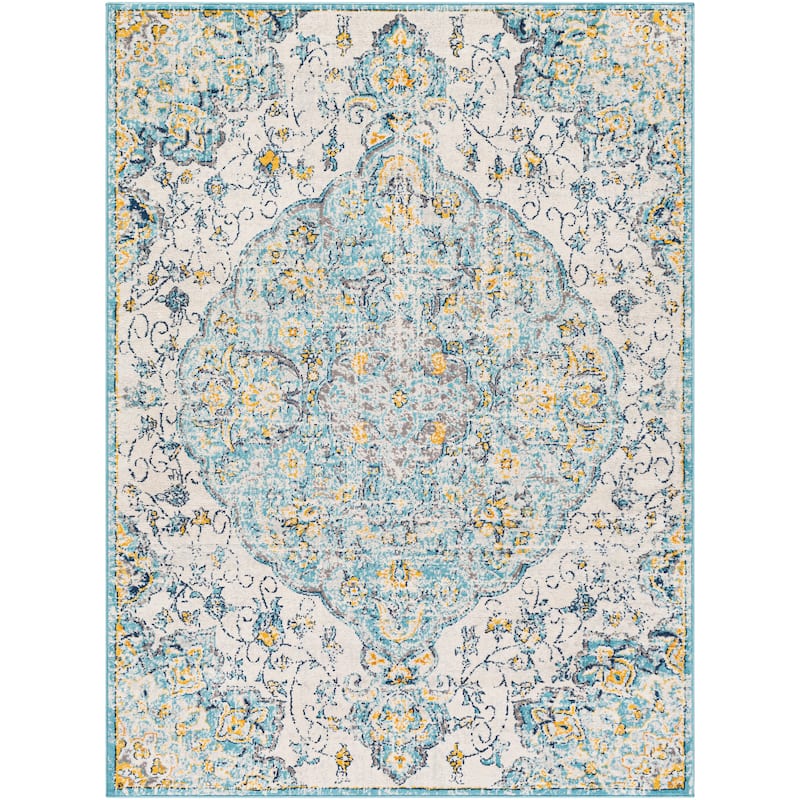 Livabliss Okeefe Vibrant Floral Medallion Area Rug