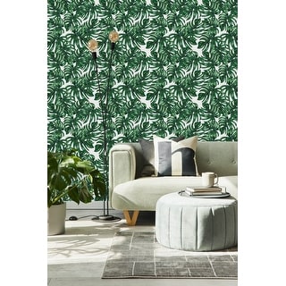 Green Monstera Wallpaper Peel and Stick and Prepasted - Bed Bath ...