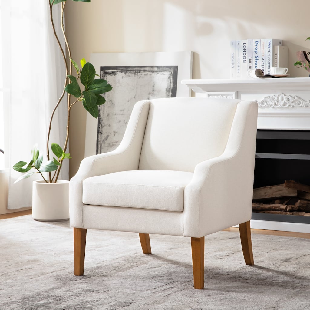 Accent Chair for Living Room,No Assembly Upholstered Mid Century Modern Comfy Tufted Armchairs with Wooden Legs