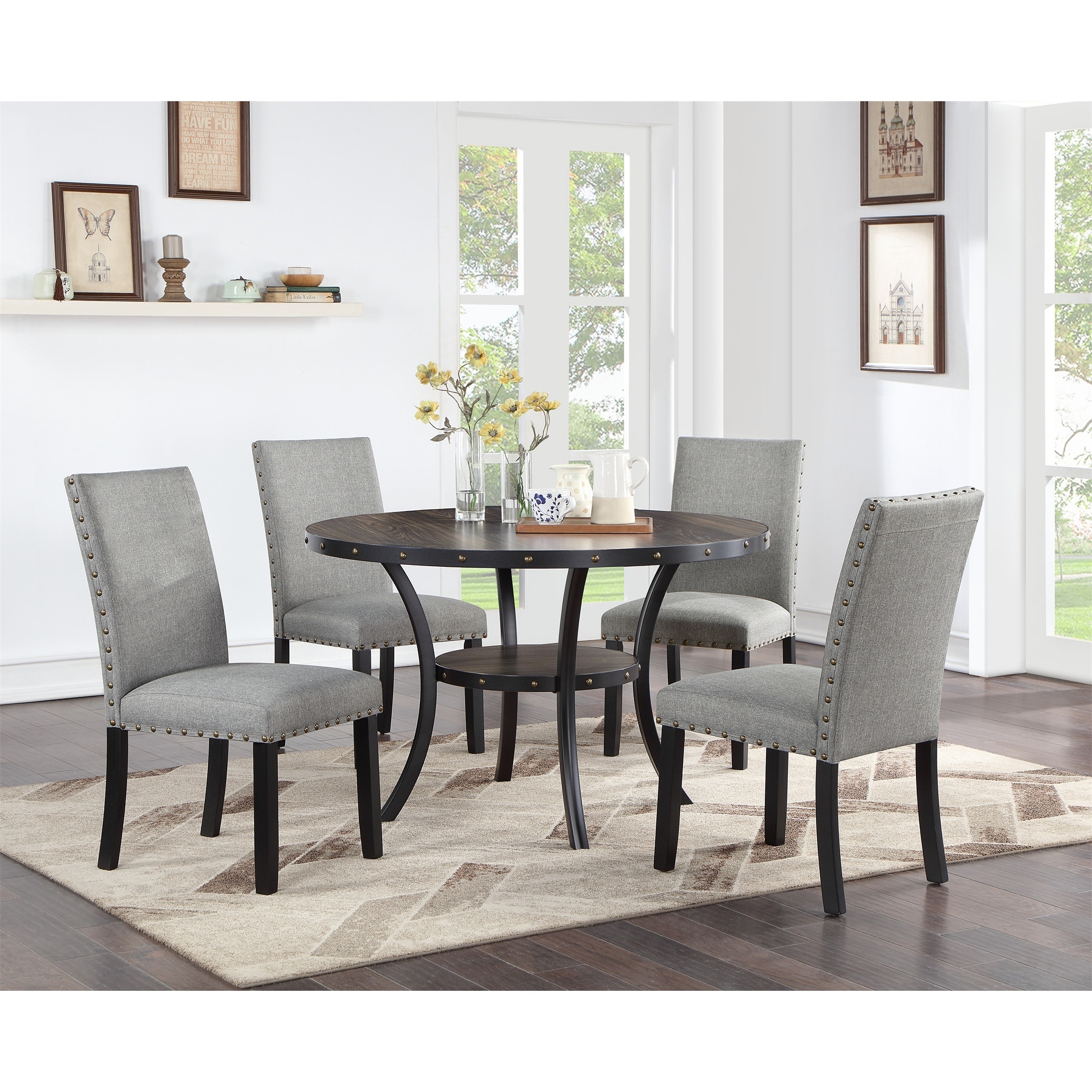 Dining Room Furniture with 1 Round Dining Table and 4 Side Chairs