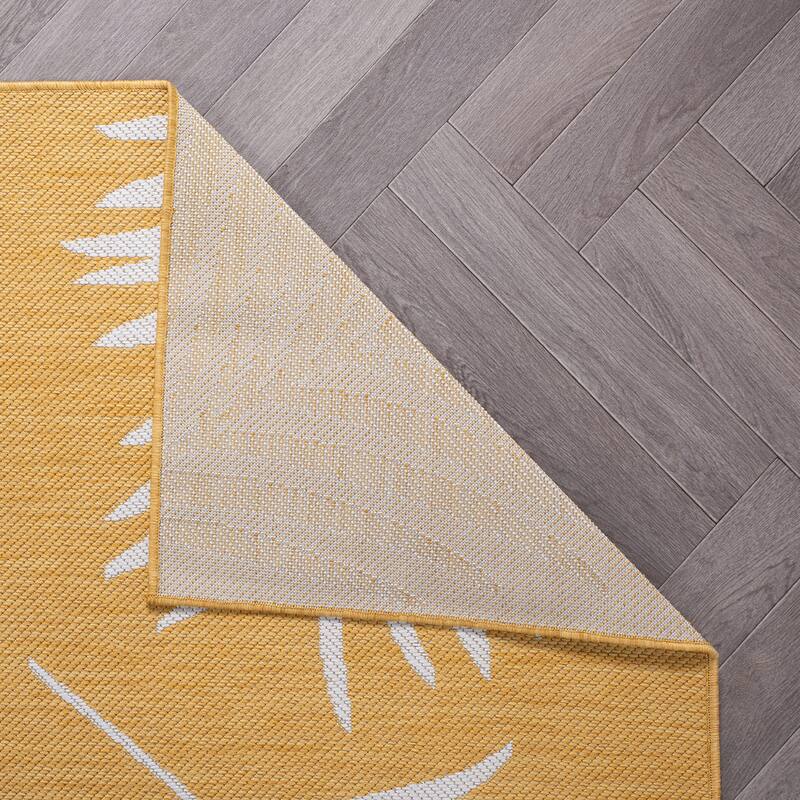 World Rug Gallery Contemporary Palm Leaves Textured Flat Weave Indoor/Outdoor Area Rug