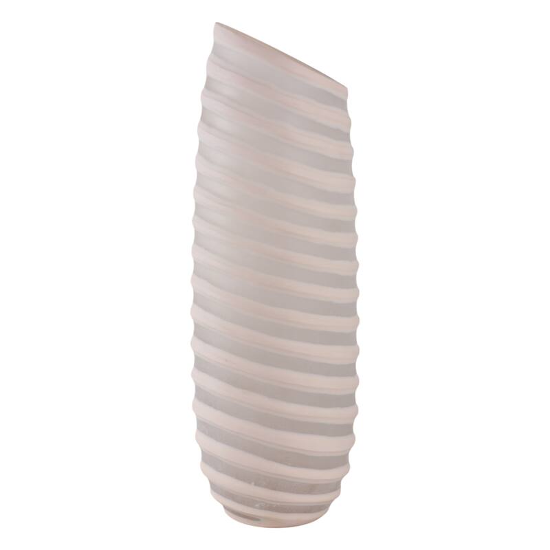 Glass Vase Carved Tall Ribbed Silhouette for Floral Arrangements