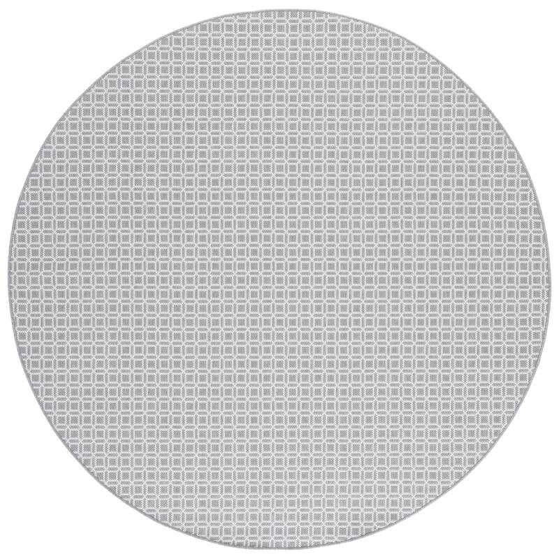 SAFAVIEH Terrace Ganit Indoor/Outdoor Washable Backyard Patio Rug - 6'7" Round - Ivory/Grey