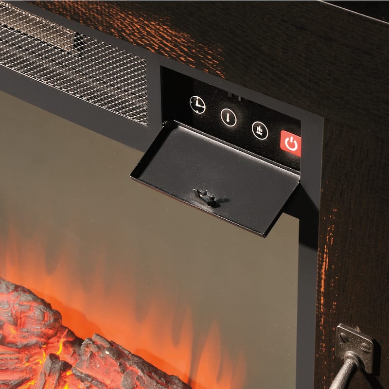 Wood Fireplace Credenza for TVs up to 60", Brown - 38.07" W x 19.45" D x 29.76" H