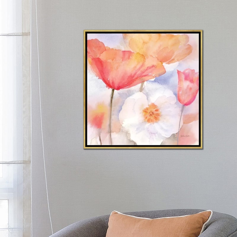 iCanvas "Watercolor Poppy Meadow Pastel I" by Cynthia Coulter Framed Canvas Print
