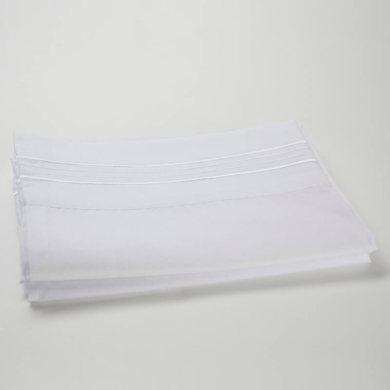 Authentic Hotel and Spa 1800 TC Brushed Microfiber Standard Pillowcase (2PC Set) with 4 Line Embroidery