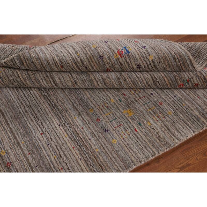 Striped Tribal Gabbeh Oriental Area Rug Hand-Knotted Wool Carpet - 5'0" X 8'5"