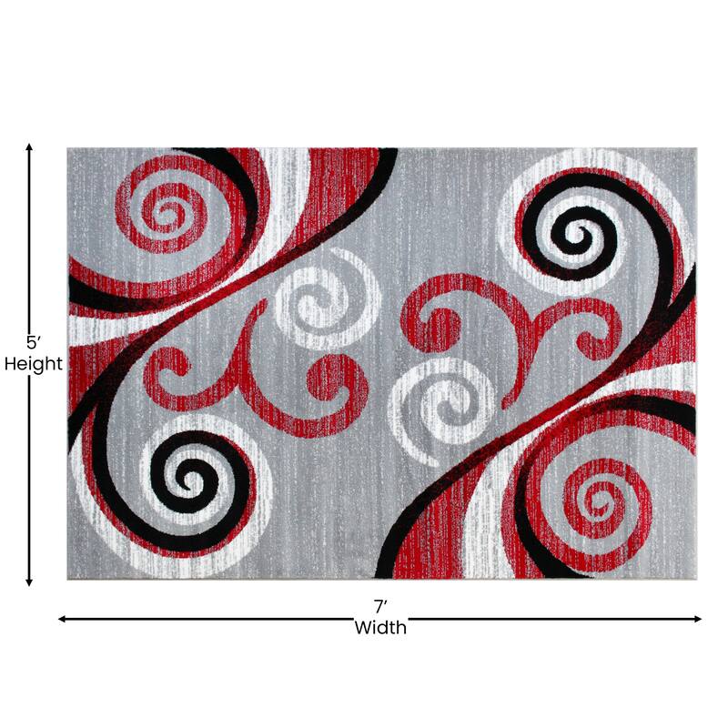 Modern Distressed Swirl Abstract Style Indoor Area Rug