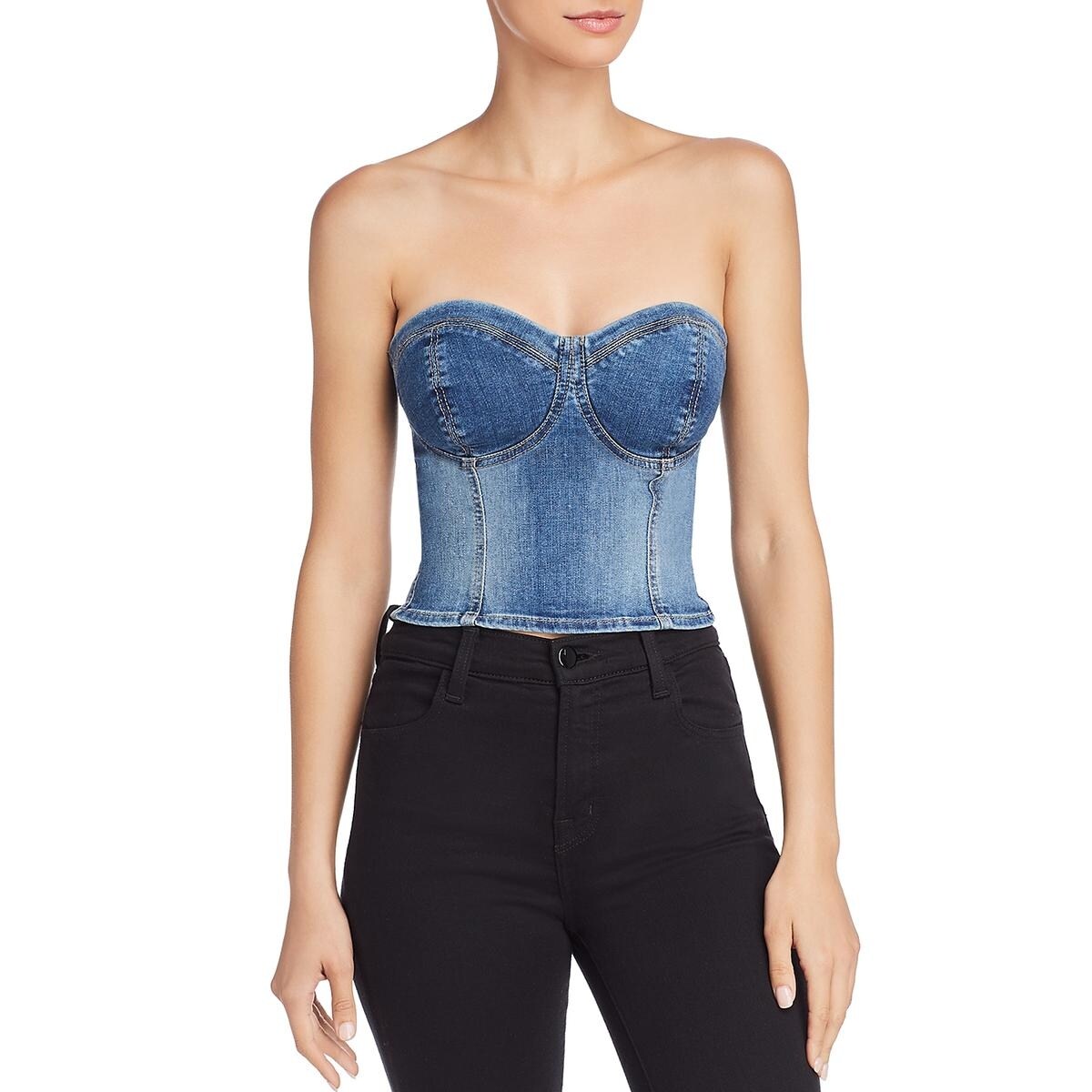 guess denim corset top