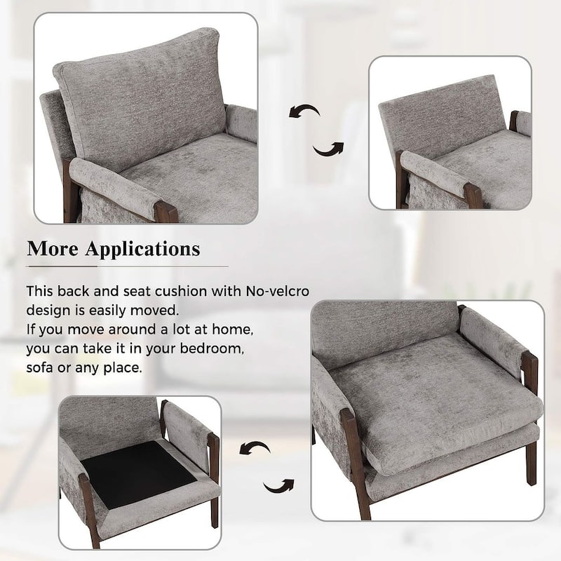 30.2 "W Mid-Century Modern Velvet-Upholstered Upholstered Armchair