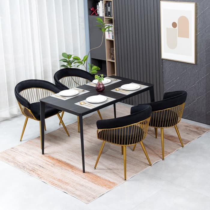 XINMICS Modern Dining Chair, Velvet Back Armchair for Living Room/Study, Set of 2/4/6