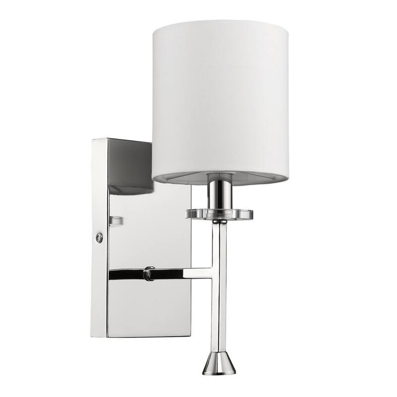 Metal Wall Sconce with White Linen Shade Dimmable LED - 6.5” x 4.75” x 11.75” (D x W x H)