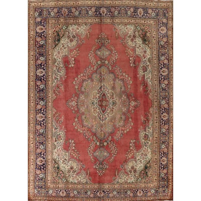 Tabriz Vintage Persian Area Rug Handmade Wool Carpet - 9'9" x 13'0"