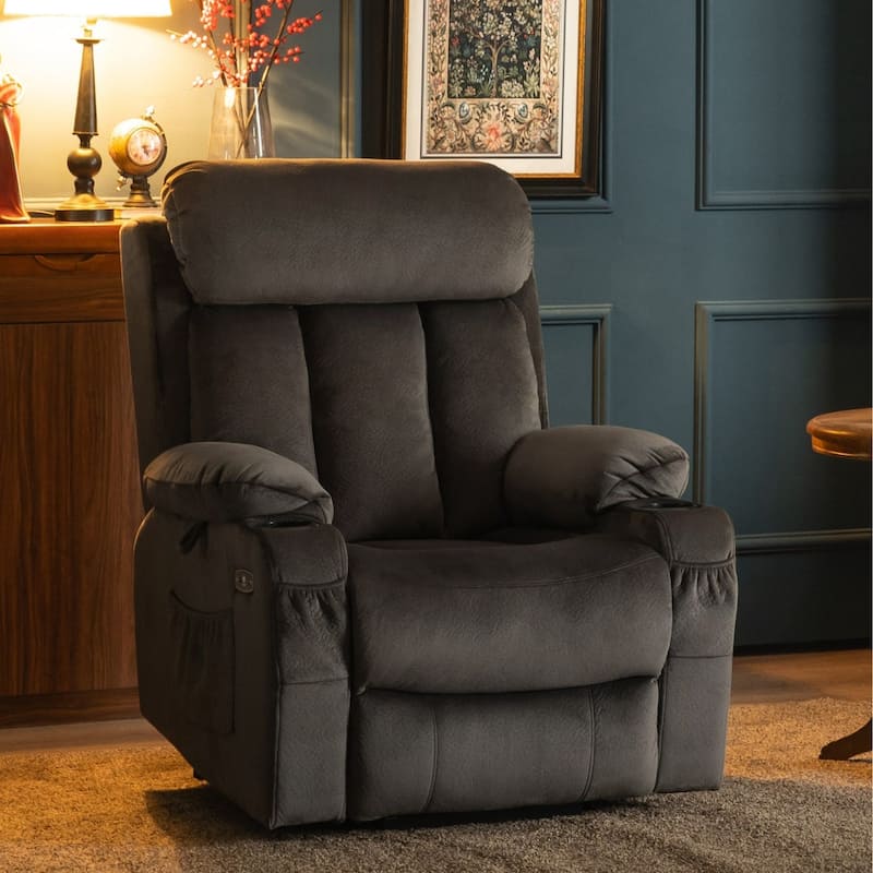 MCombo Large Power Lift Recliner with Extended Footrest for Big and Tall Elderly People, Hand Remote, Cup Holders, Fabric 7426
