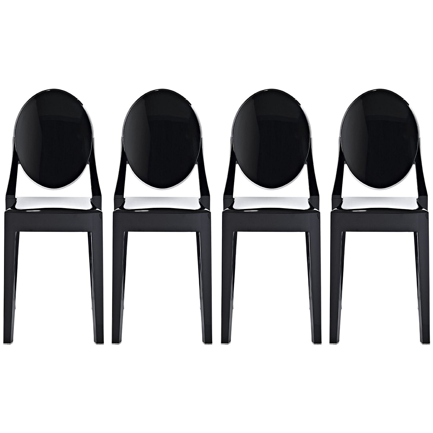 Set of 4 Designer Dining Chairs No Arms Armless Industrial For Kitchen Bedroom Living Work Home Room Restaurant Molded