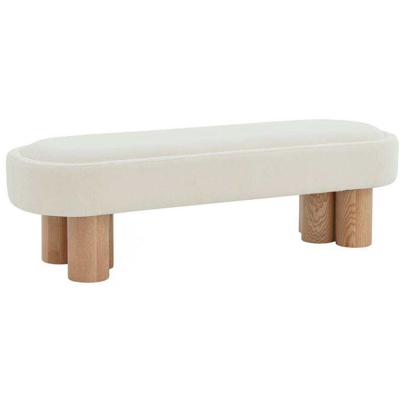 SAFAVIEH Couture Faina Boucle Bench - 60 In W x 19 In D x 18 In H - 60Wx19Dx18H