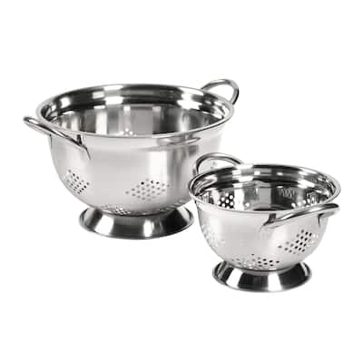 Stainless Steel 2-Piece Footed Colander Set