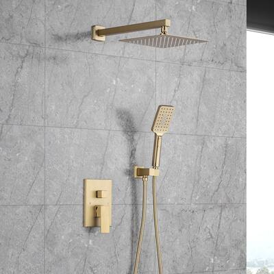 Rainlex Wall-Mounted Dual Functions 10" Rainfall Shower Head Brushed ...