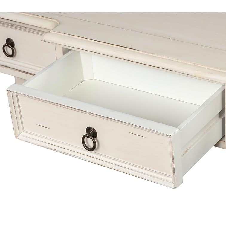 Nestfair Solid Wood Console Table with 3 Drawers and Shelf