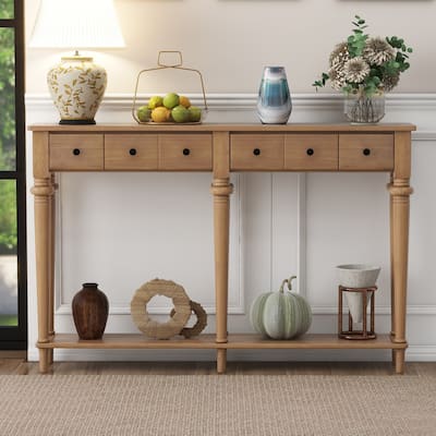 59.8''W Console Table with 4 Drawers and Open Shelf